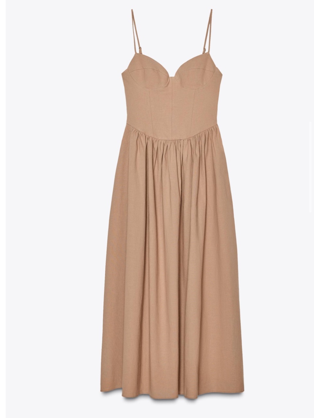 Zara Midi Dress in Taupe Brown